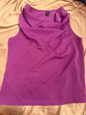 Sleeveless Cowl Neck Blouse in Magenta Large